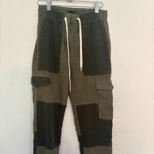 J Crew olive contract knee patch linen cargo pants size 0